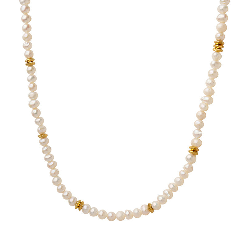 Stainless Steel Irregular Freshwater Pearl Necklace