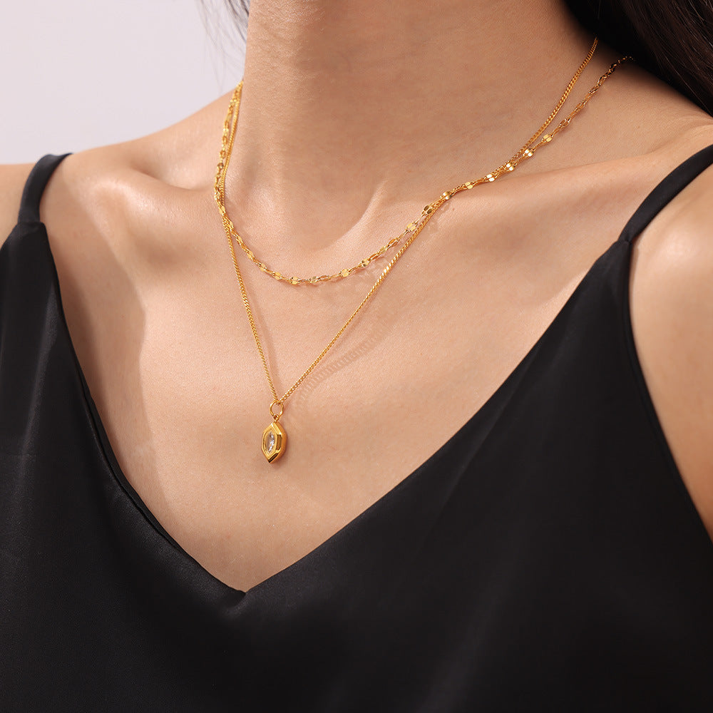 Geometric Hexagon Pendant Stainless Steel Necklace