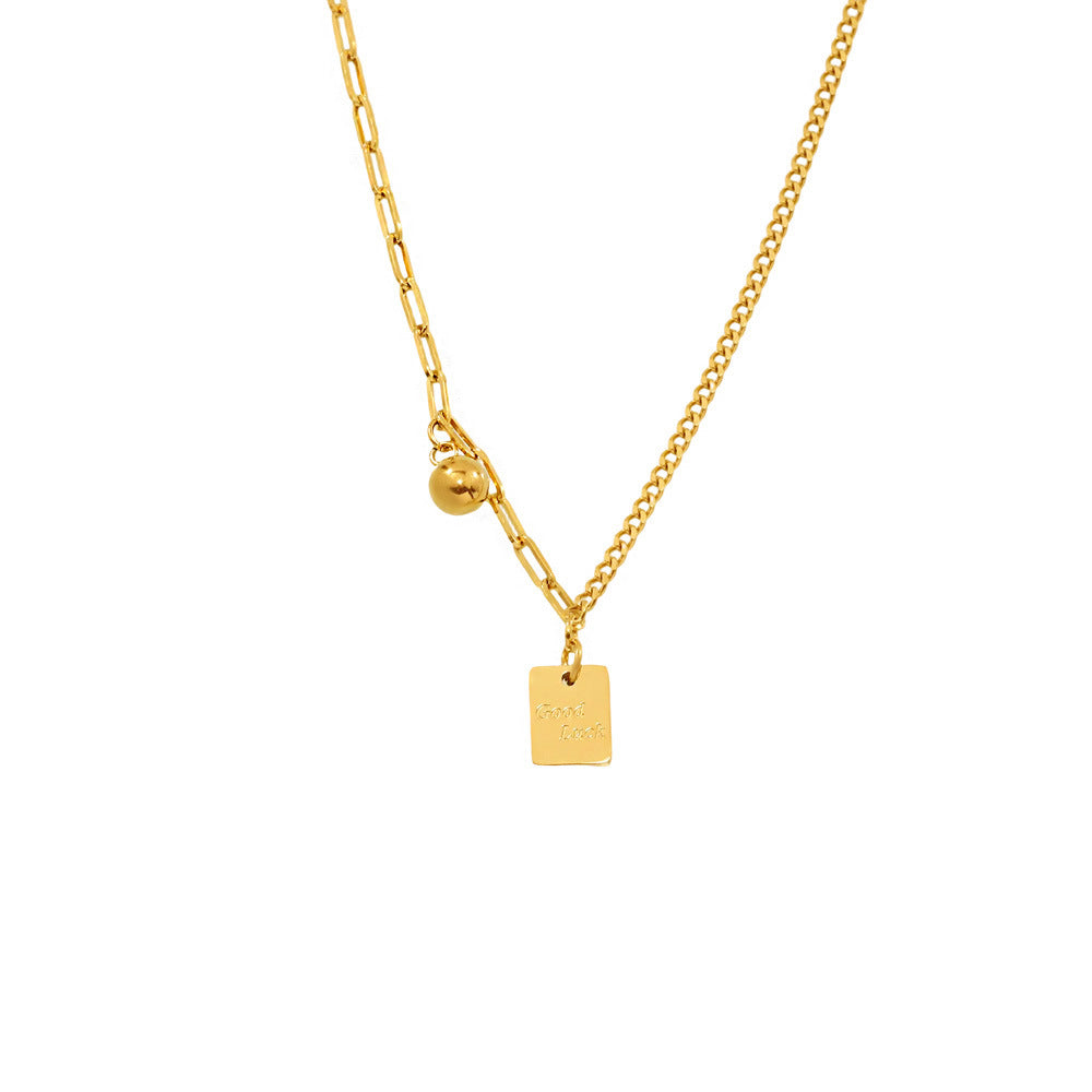 Stainless Steel Square Letter Pendant Splicing Chain Necklace