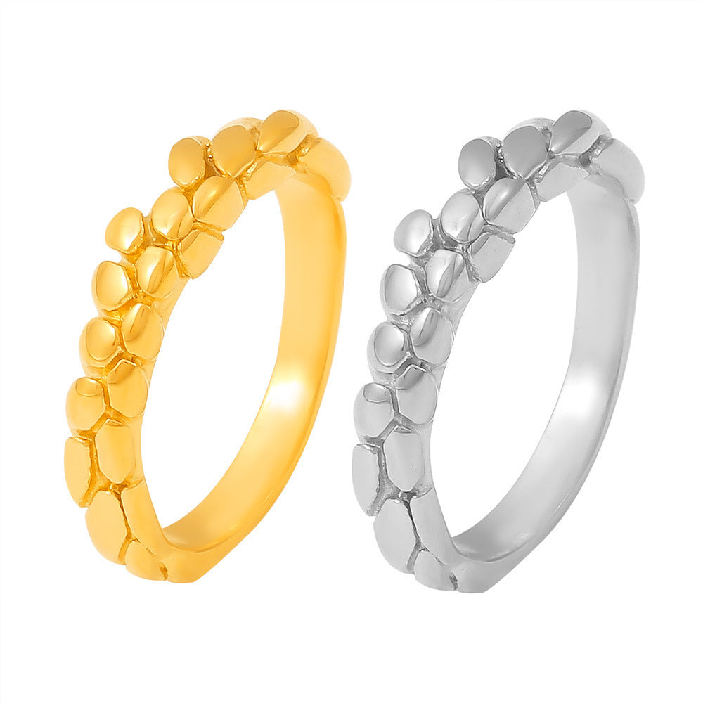 18K Gold PVD Stainless Steel Wheat Ear Texture Ring