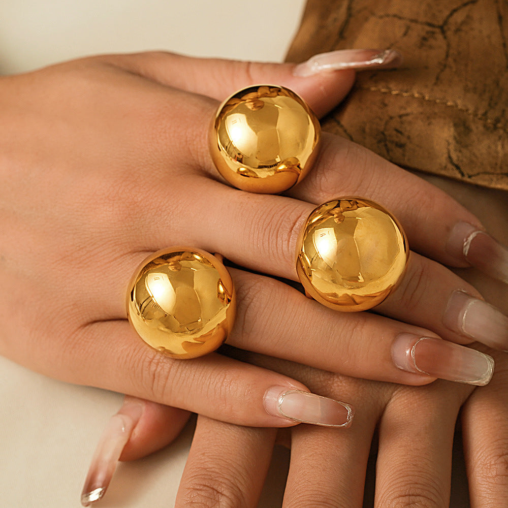 Stainless Steel Exaggerated Ball Ring
