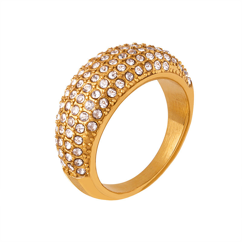 Stainless Steel Full Inaly Czech Diamond Ring