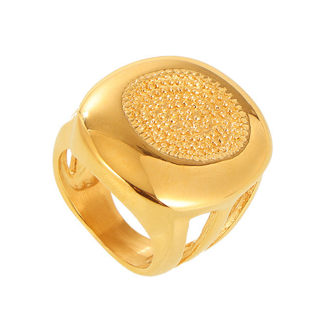 Stainless Steel Palm Print Signet Ring
