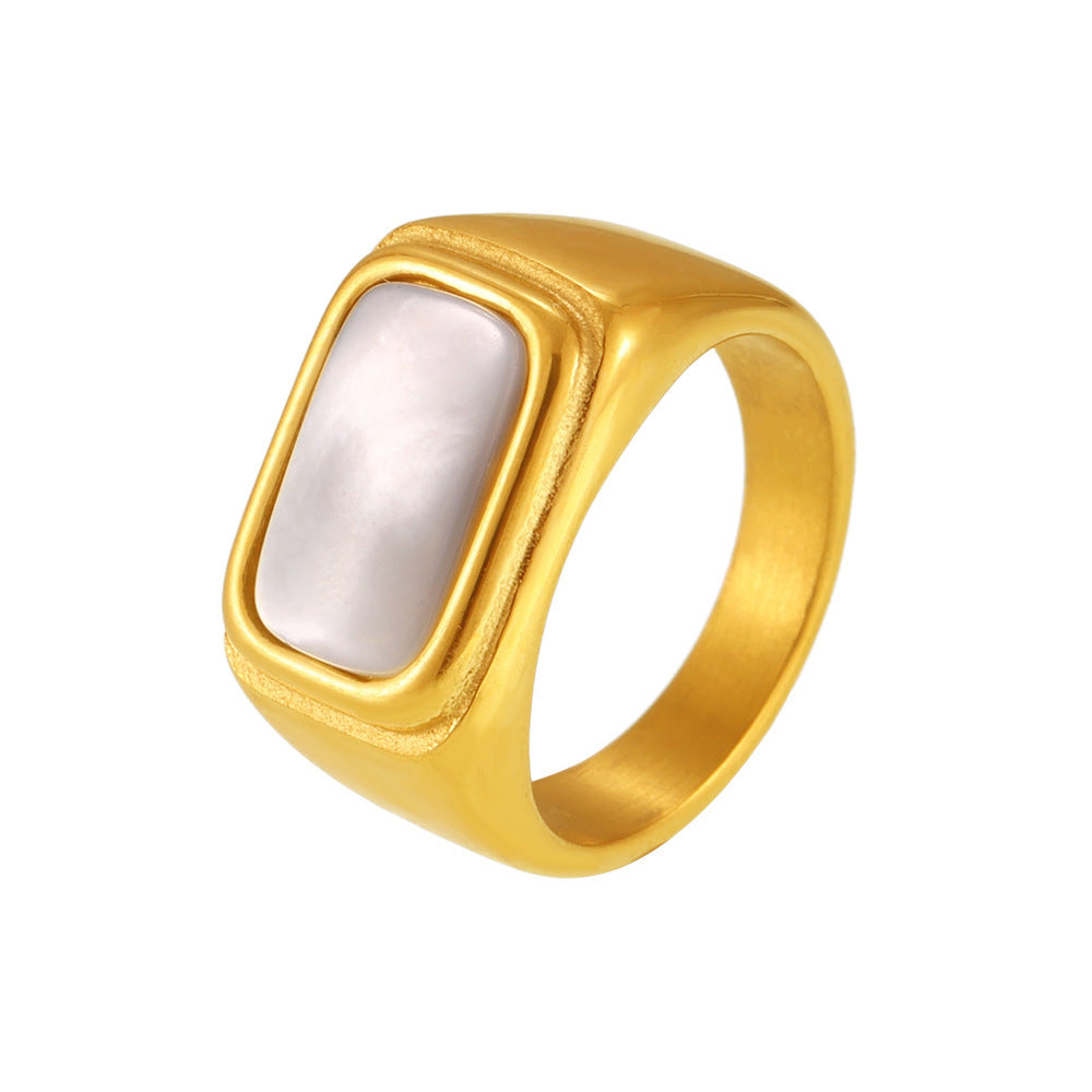 White Sea Shell Stainless Steel Ring