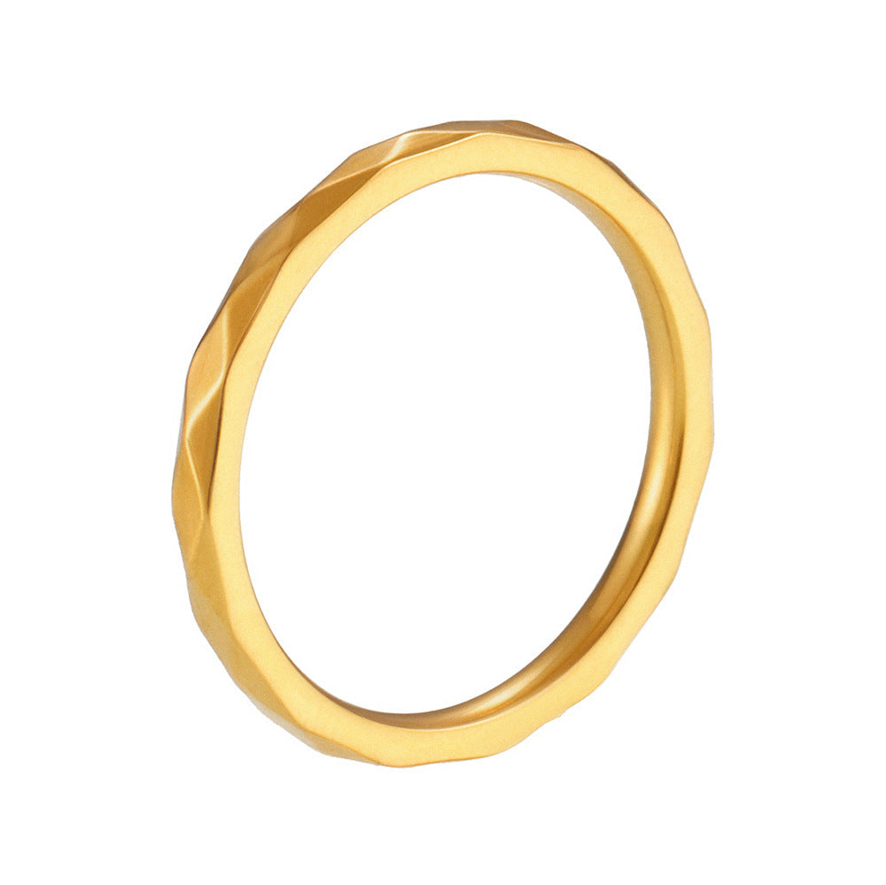 Stainless Steel Diamond Texture Thin Ring