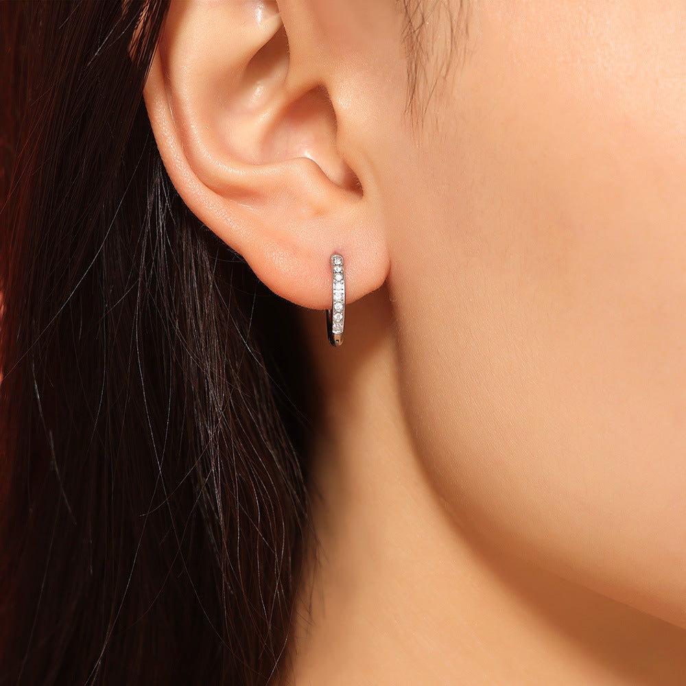 Stainless Steel Cubic Zirconia Huggie Earrings
