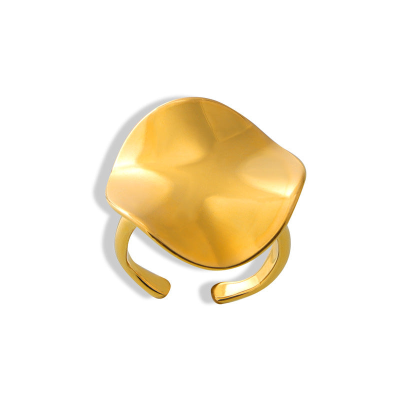 Stainless Steel Irregular 3D Texture Cuff Ring