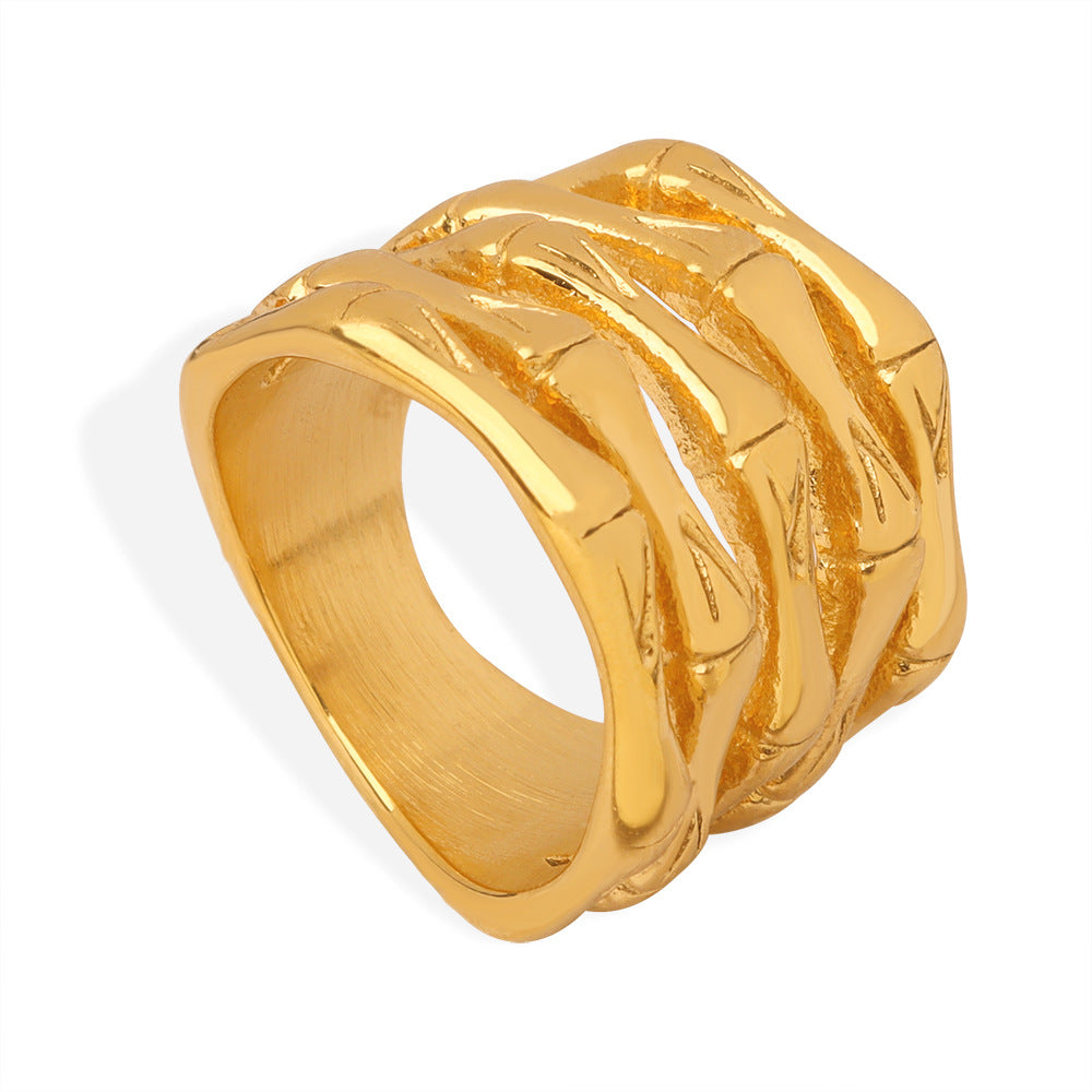 Multi-layer Bamboo Shape Stainless Steel Ring
