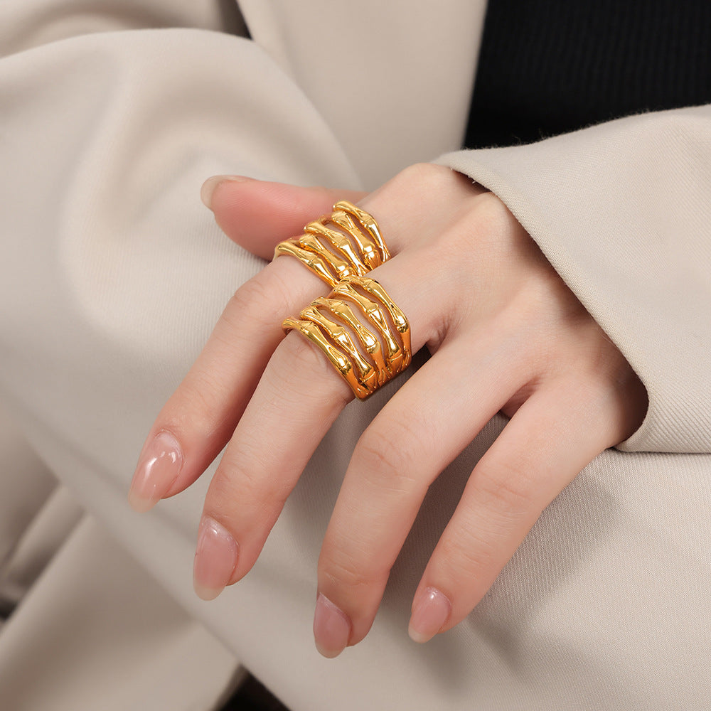 Multi-layer Bamboo Shape Stainless Steel Ring