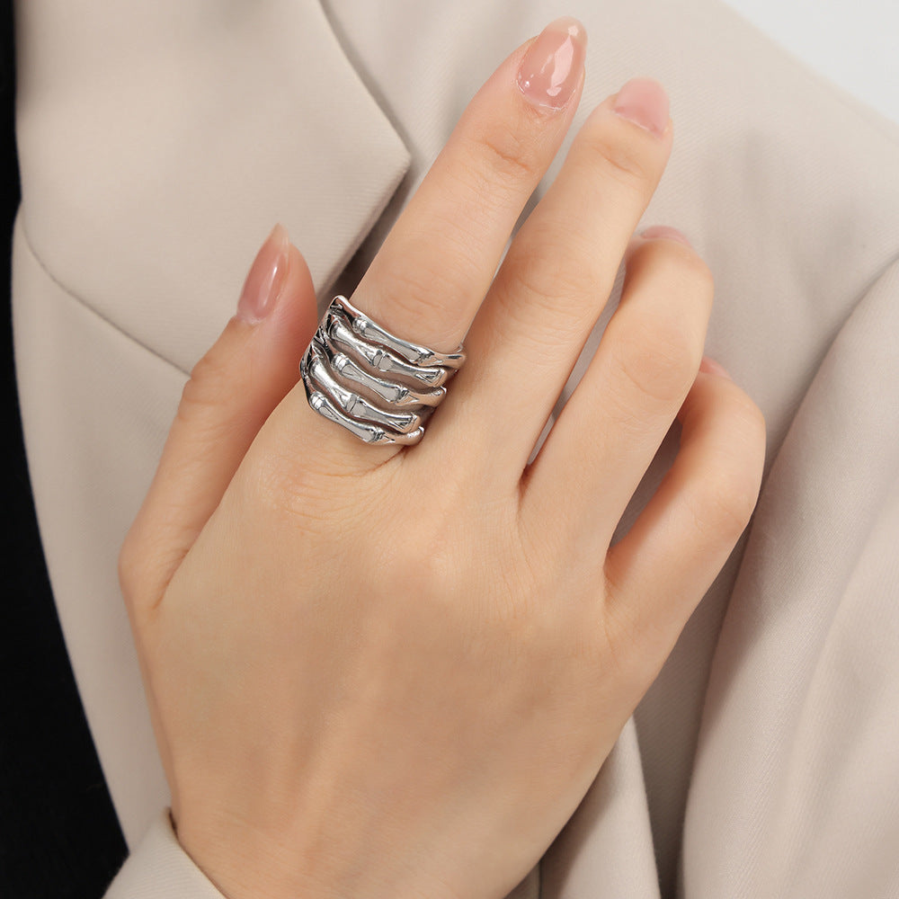 Multi-layer Bamboo Shape Stainless Steel Ring