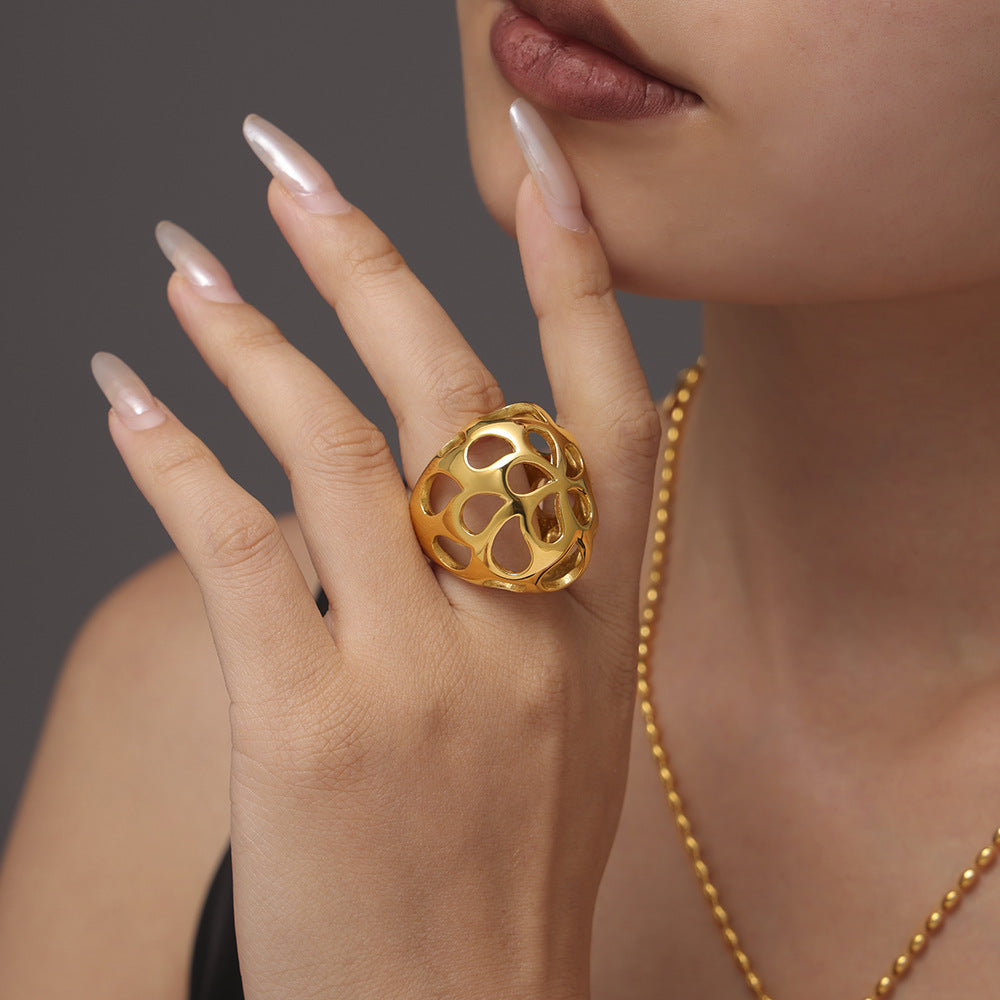 Stainless Steel Polished Hollow Women's Ring