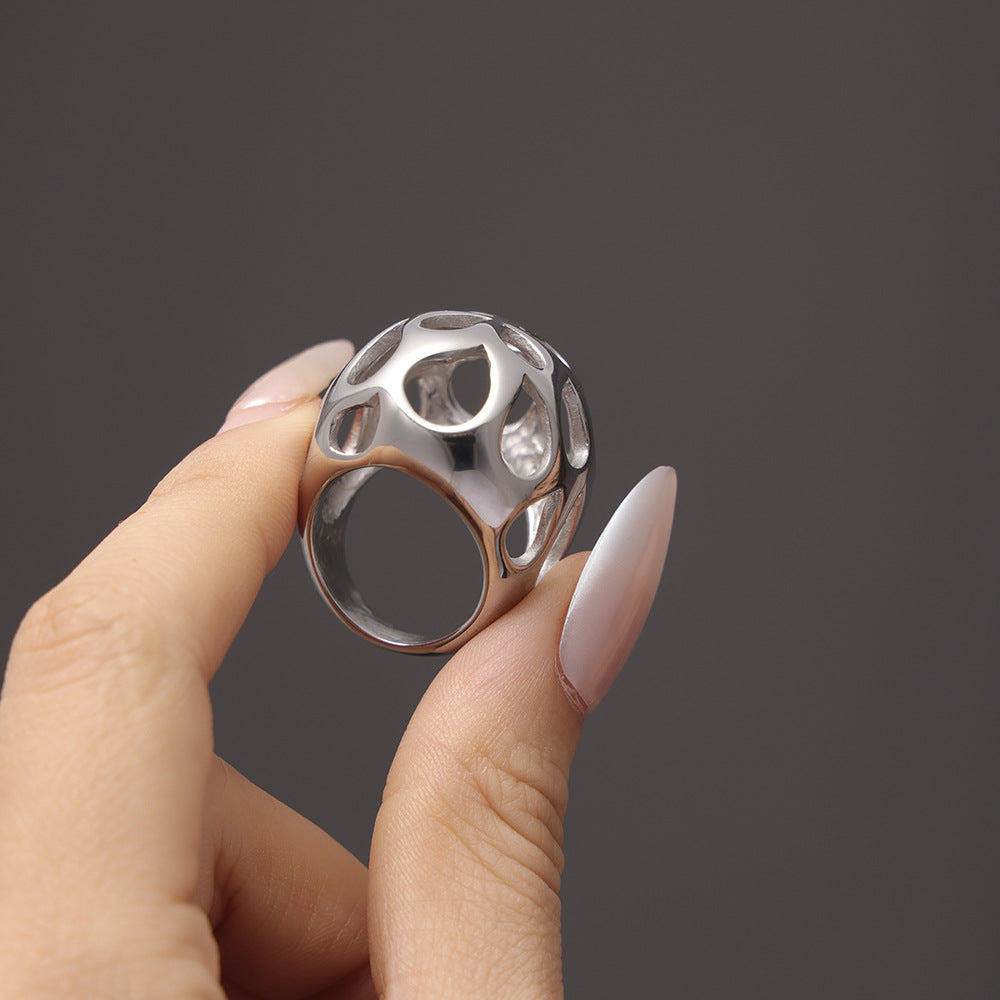 Stainless Steel Polished Hollow Women's Ring