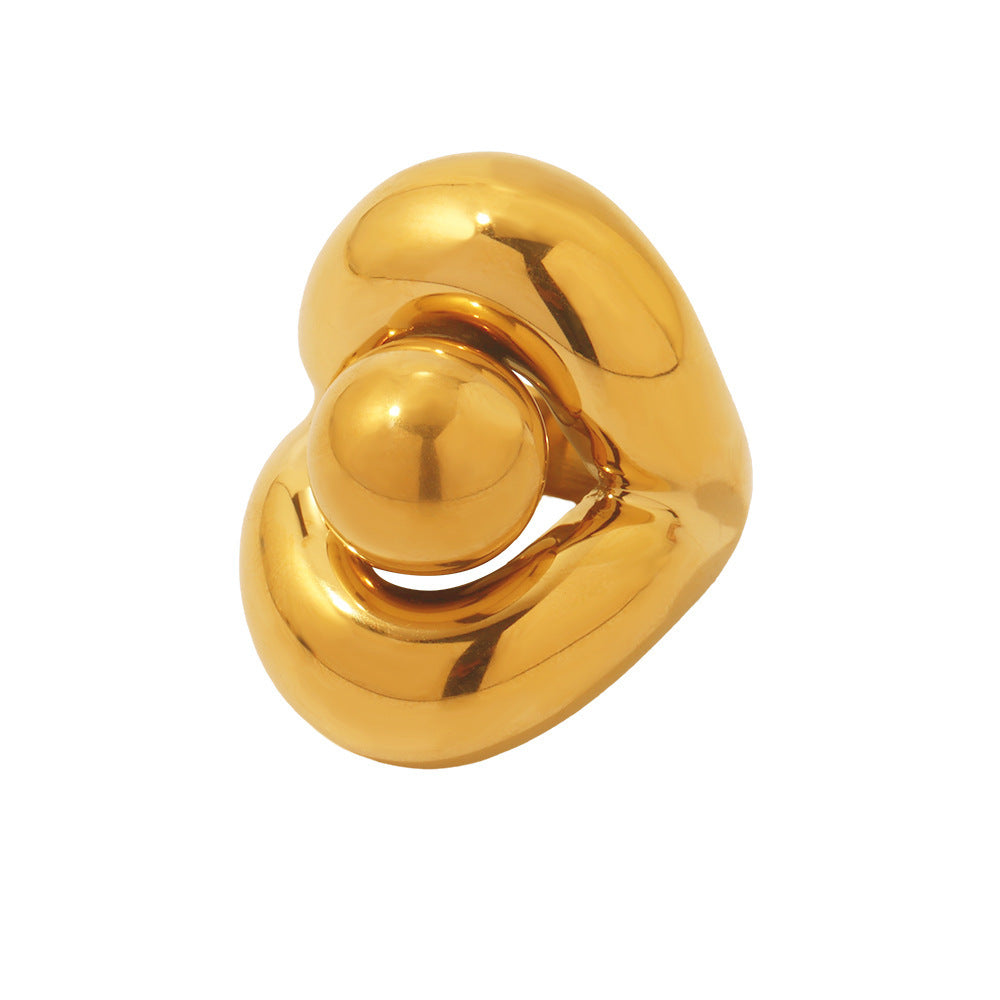 Stainless Steel 18K Gold PVD Double Layer Ball Ring
