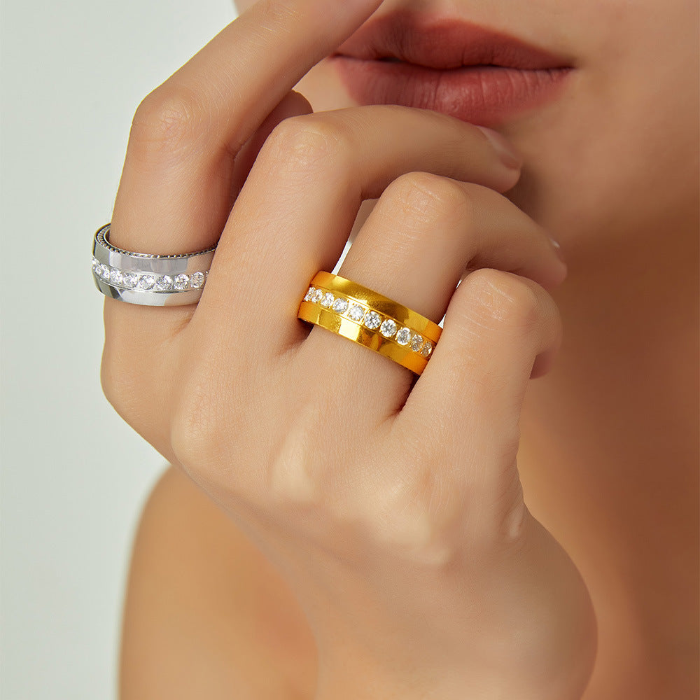 Stainless Steel Personalized Cubic Zirconia Ring