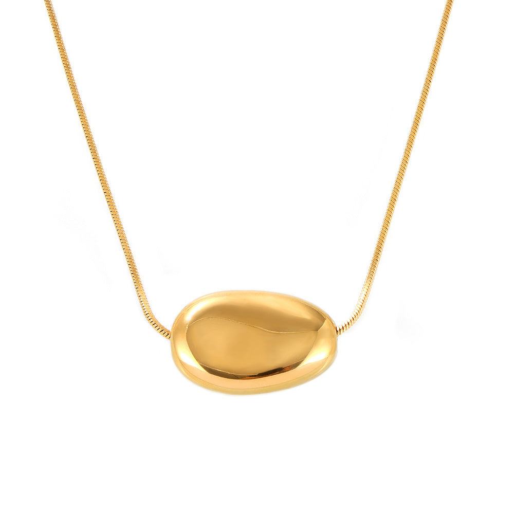 Stainless Steel Irregular Round Pendant Stackable Necklace