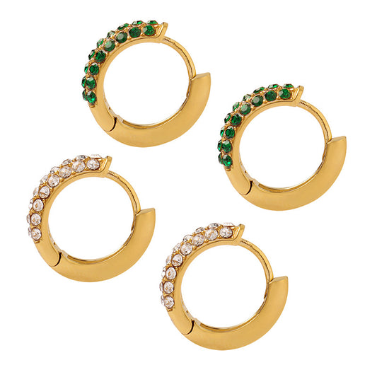 Round Cubic Zirconia Huggie Earrings