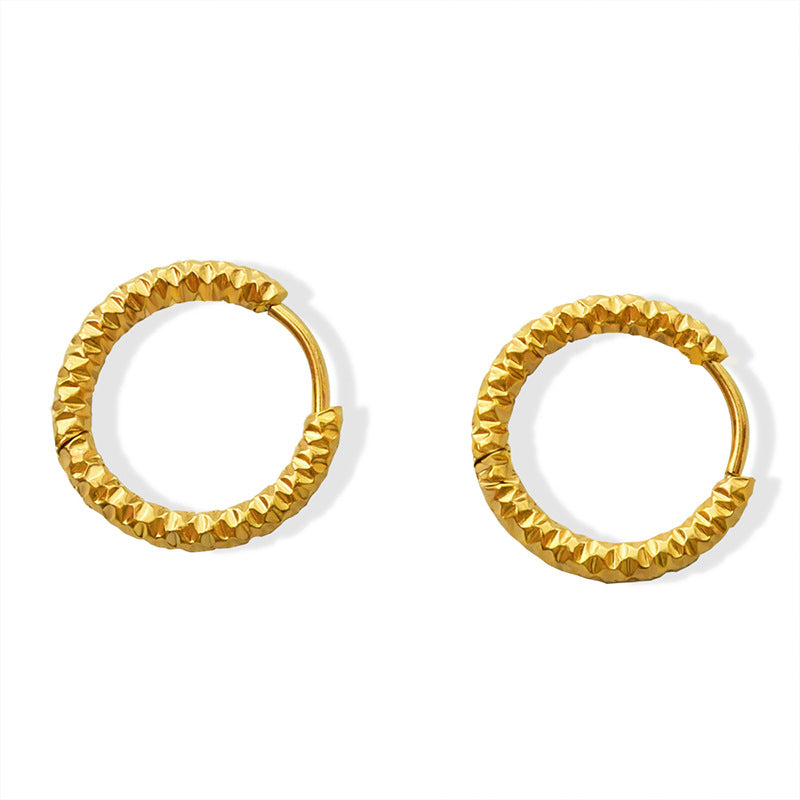 Stainless Steel Texture Huggie Earrings
