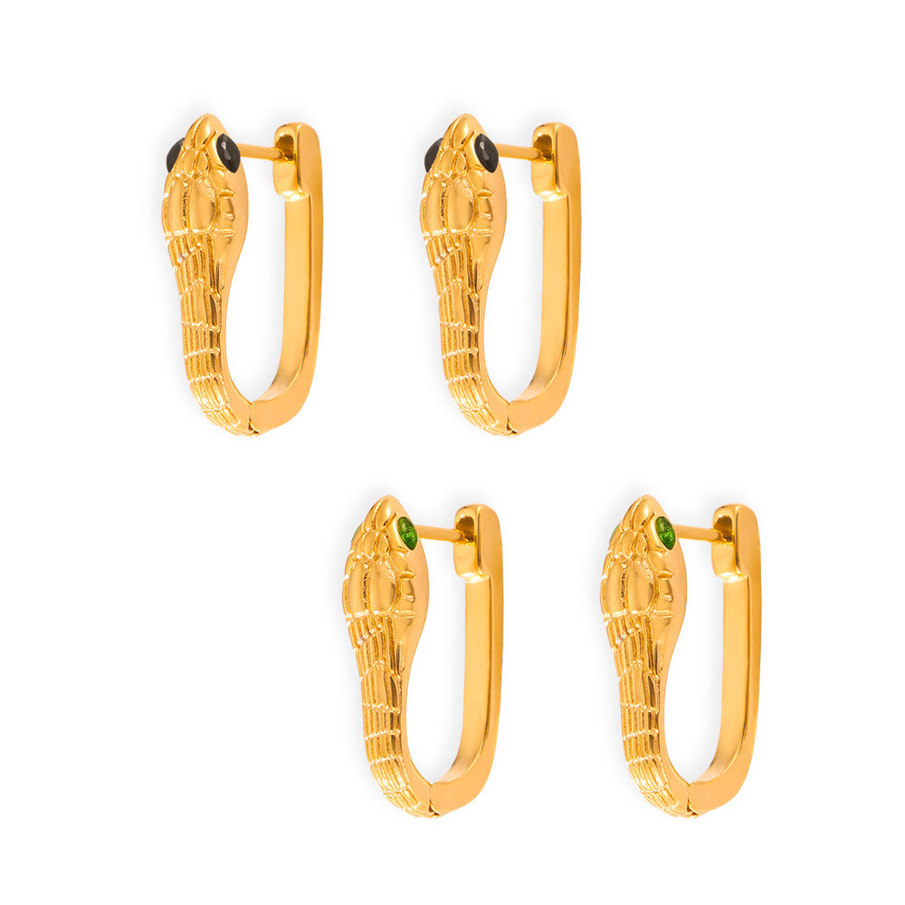 Stainless Steel Snake Huggie Earrings