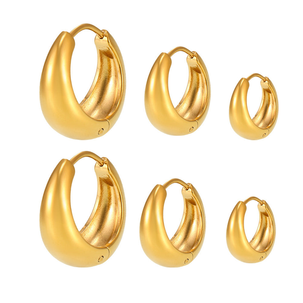 Polished Minimalist Stainless Steel Huggie Earrings
