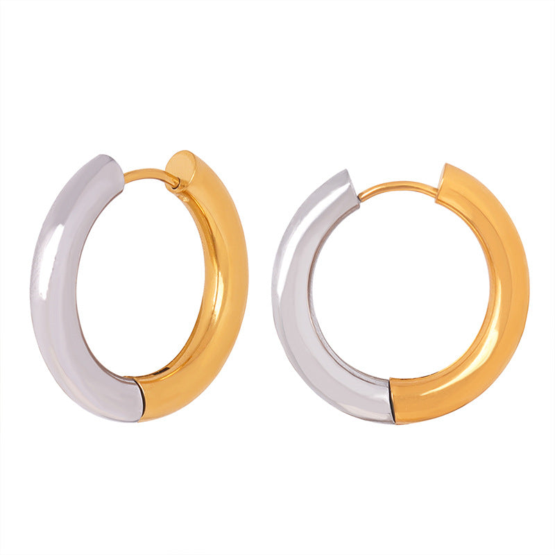 Stainless Steel Splicing Huggie Earrings