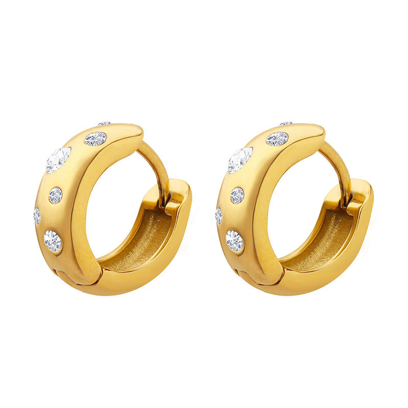 18K Gold PVD Cubic Zirconia Stainless Steel Earrings