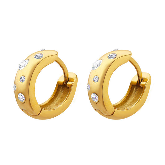 18K Gold PVD Cubic Zirconia Stainless Steel Earrings