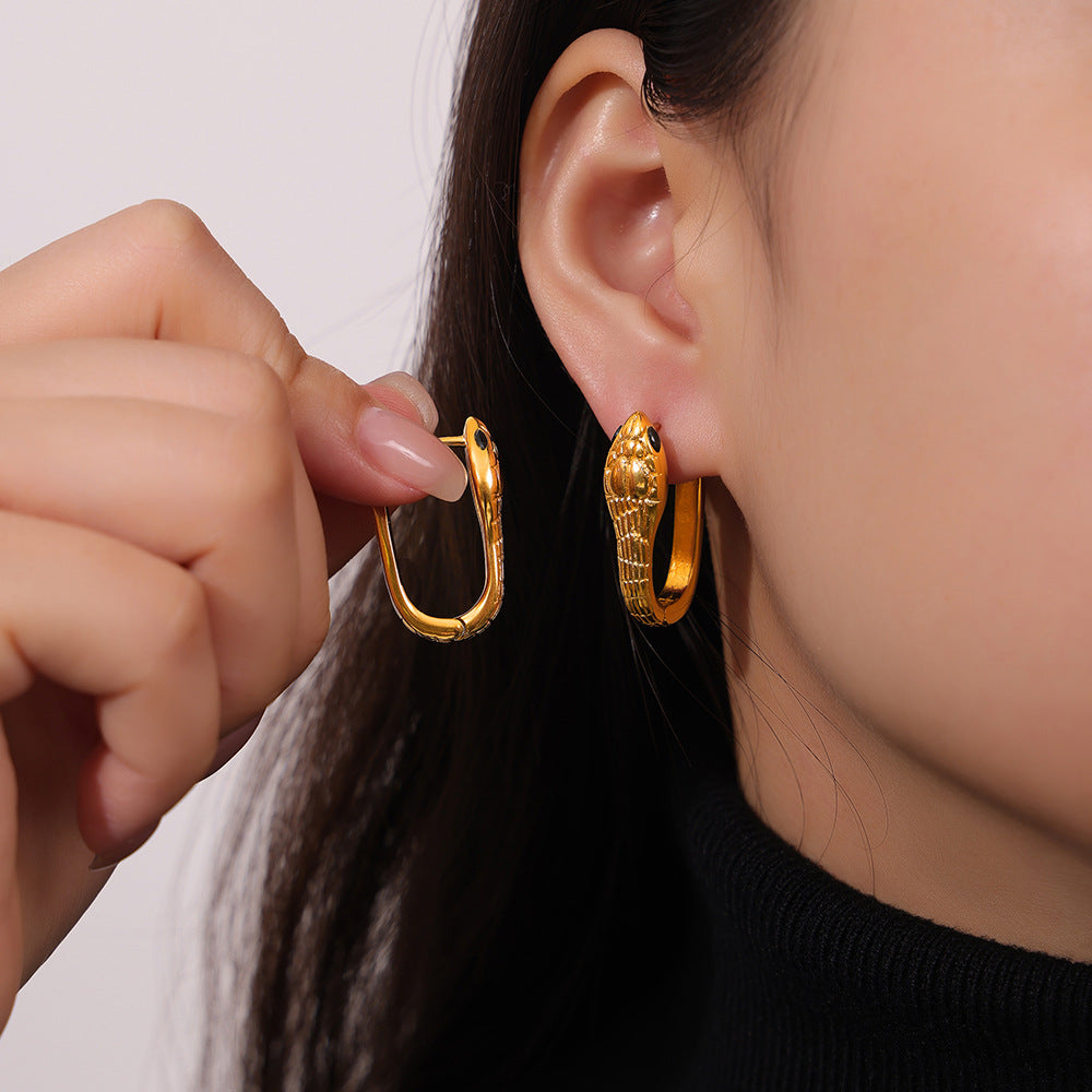 Stainless Steel Snake Huggie Earrings