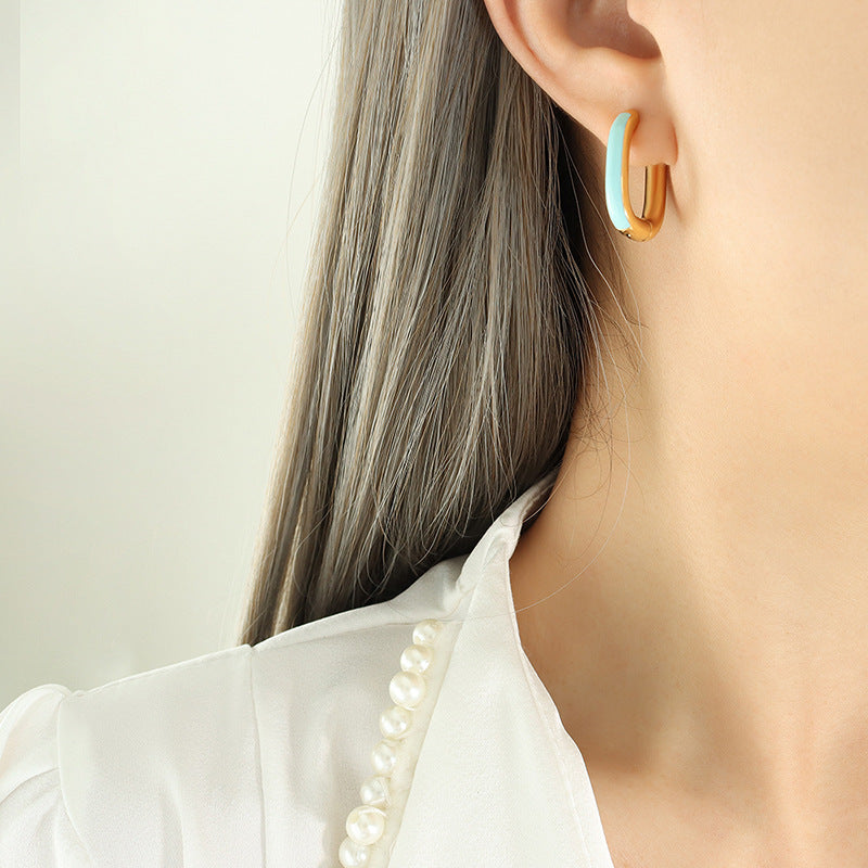 Candy Color Drip Oil Huggie Earrings