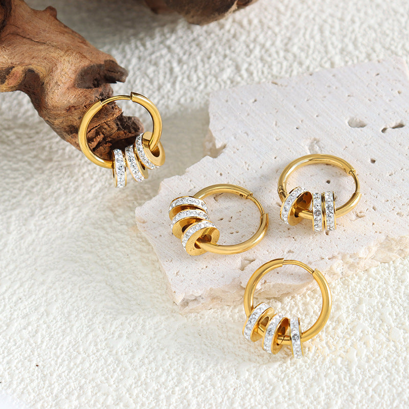 Stainless Steel Mud Drill Rings Huggie Earrings