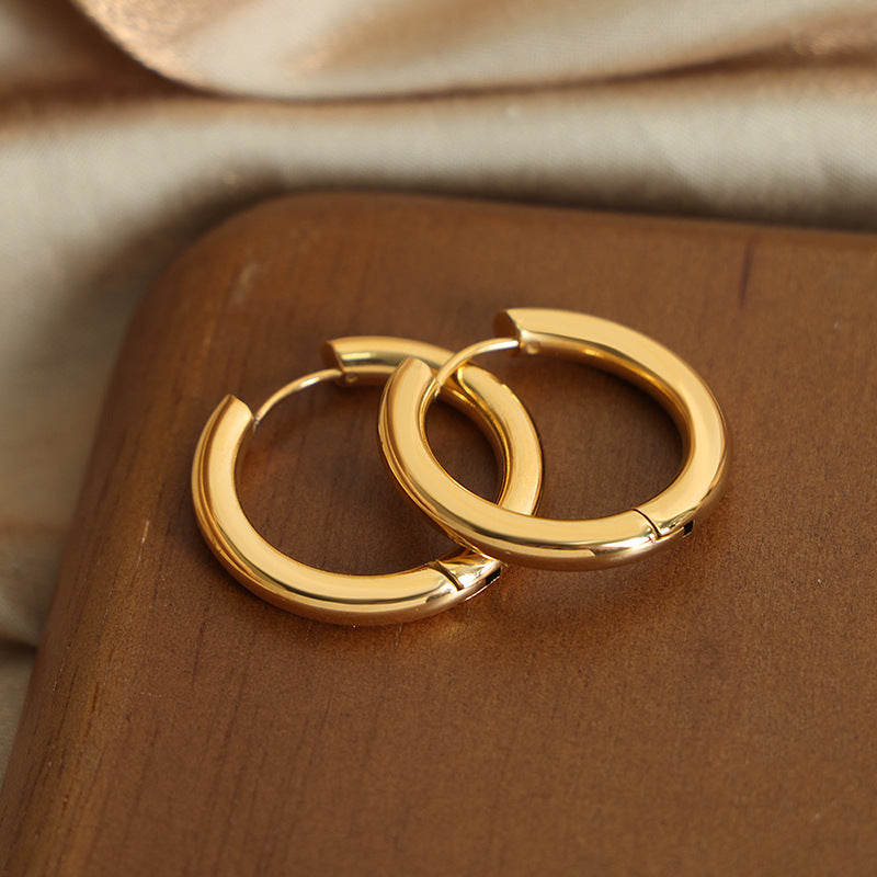 Polished Stainless Steel Huggie Earrings