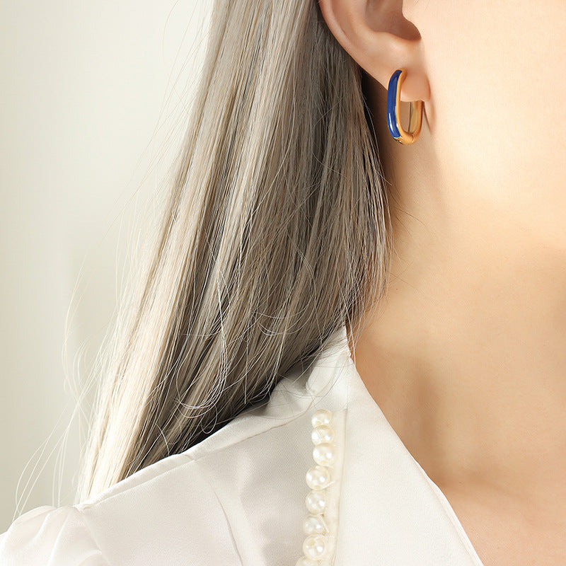 Candy Color Drip Oil Huggie Earrings
