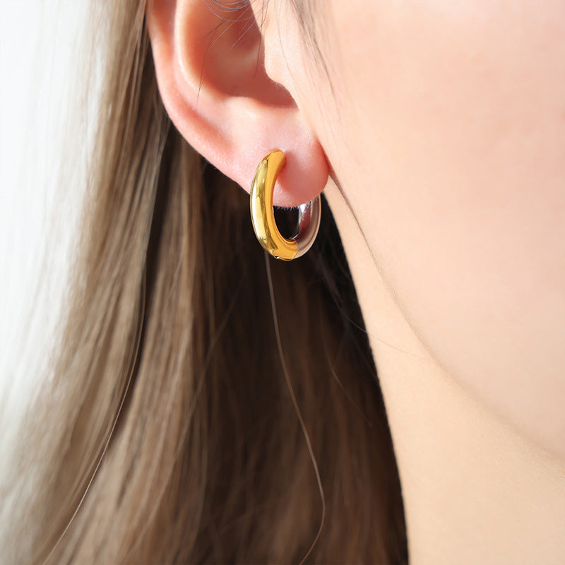 Stainless Steel Splicing Huggie Earrings