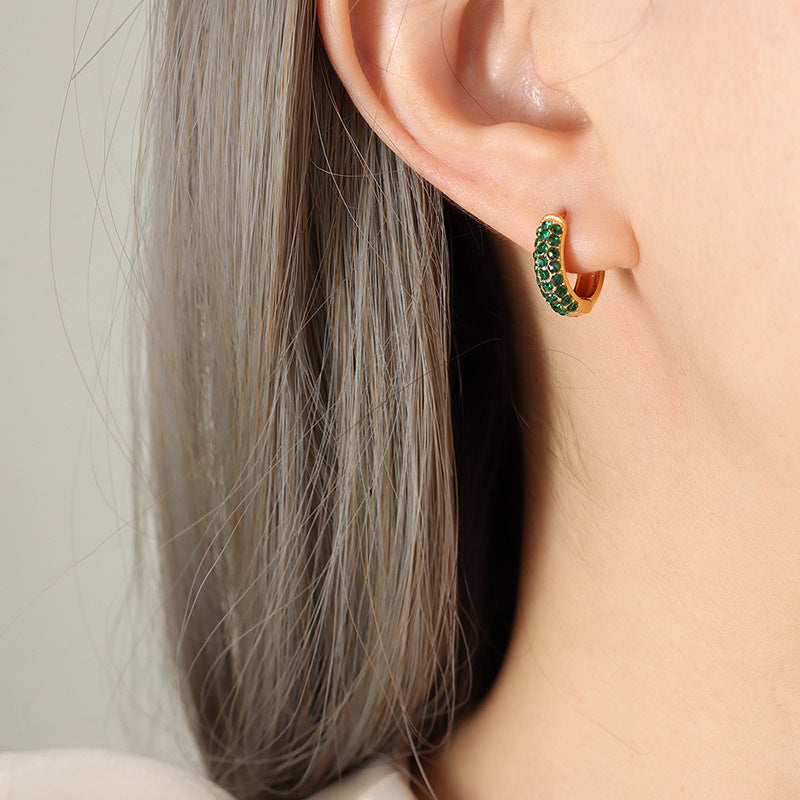 Round Cubic Zirconia Huggie Earrings