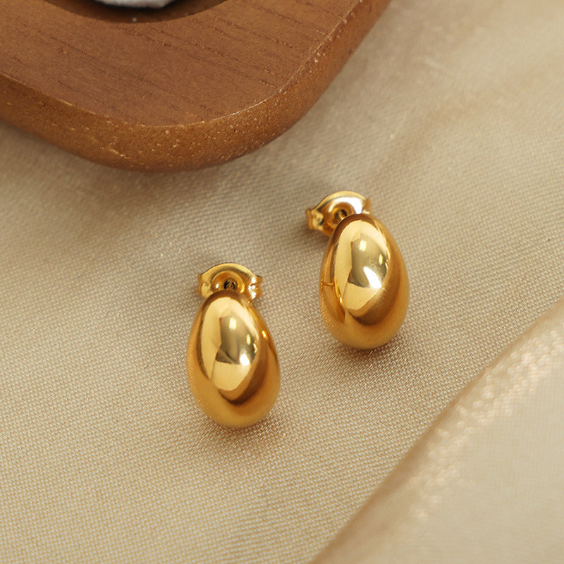 Stainless Steel Oval Polished Stud Earrings