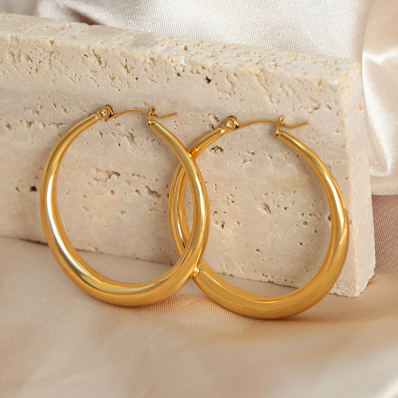Stainless Steel Large Round Hoop Earrings