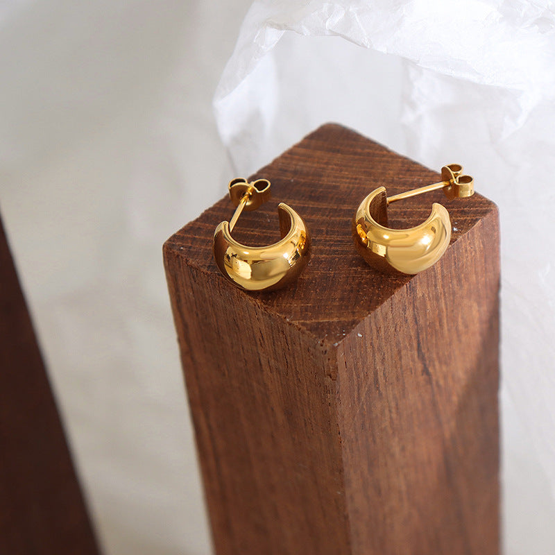 18K Gold PVD Stainless Steel Minimalist Hoop Earrings