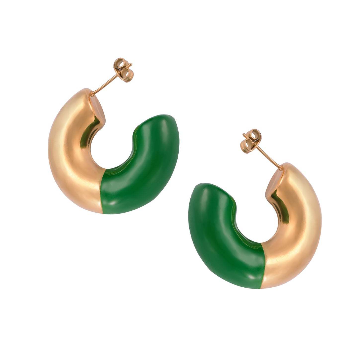 Stainless Steel Stitching Glaze Hoop Earrings