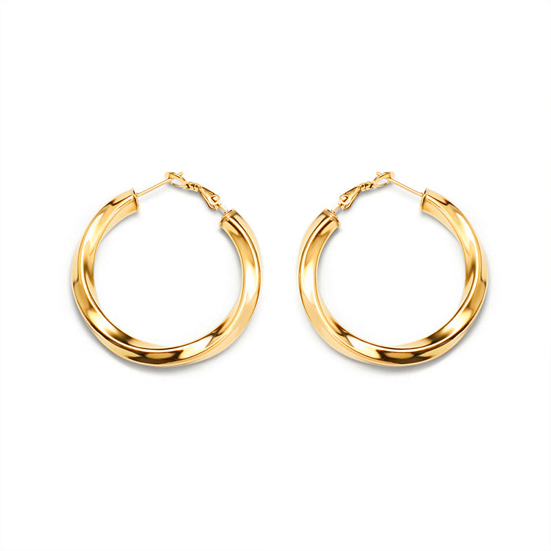 Stainless Steel Women's Twist Hoop Earrings
