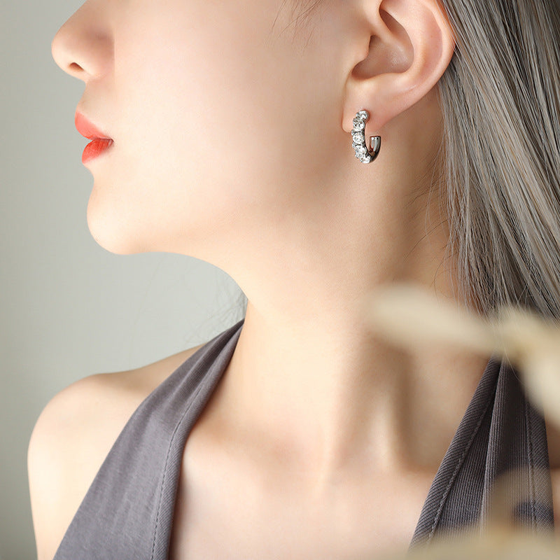 18K Gold PVD Stainless Steel White Green Cubic Zirconia Earrings