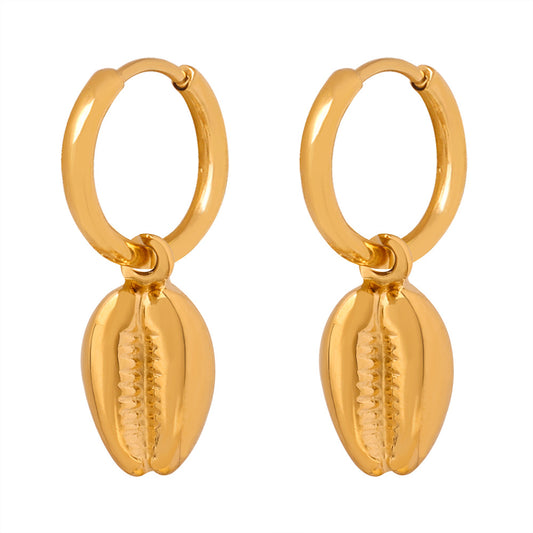 Stainless Steel Shell Irregular Drop Earrings