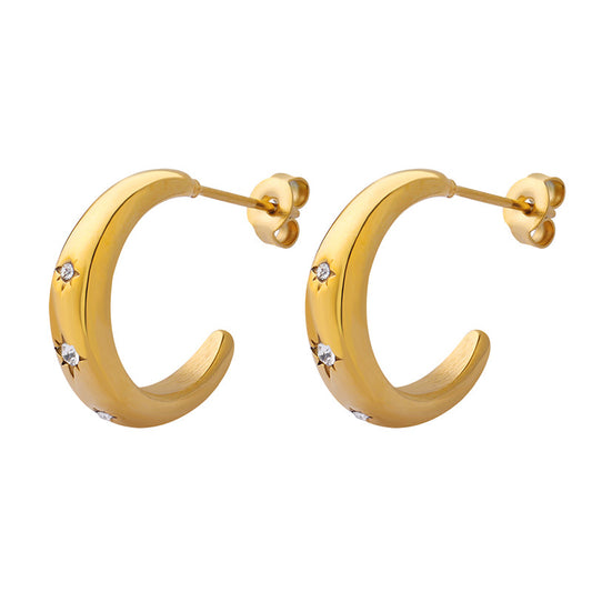 Stainless Steel Polished Cubic Zirconia Earrings