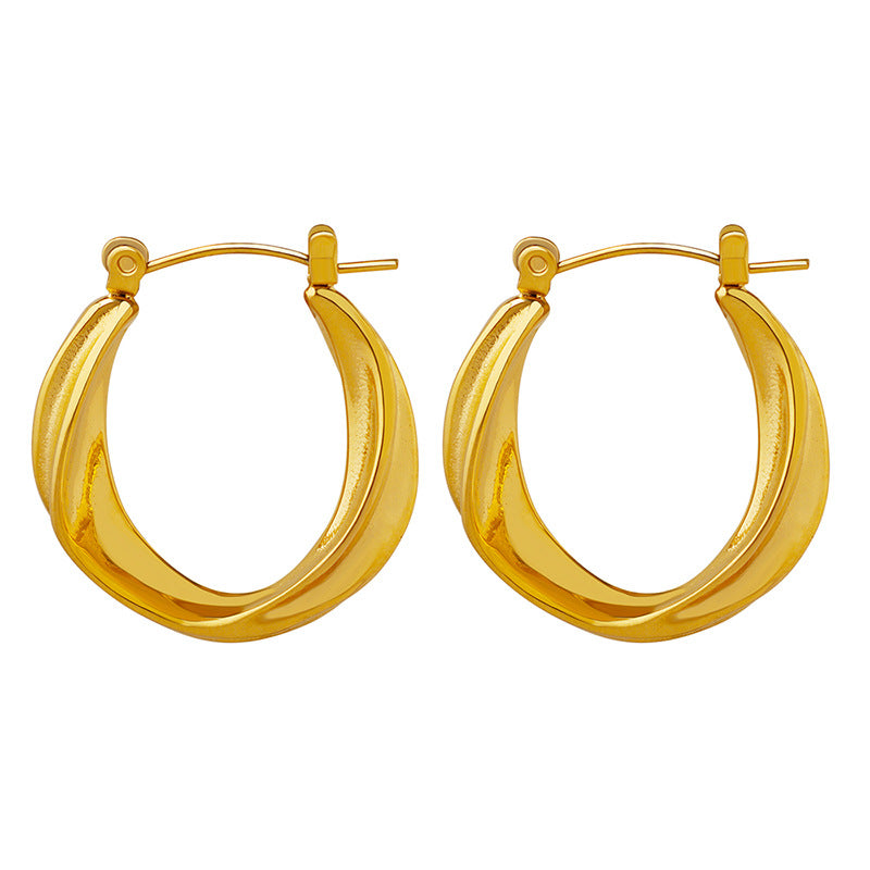 Twist Hoop 18K Gold PVD Stainless Steel Earrings