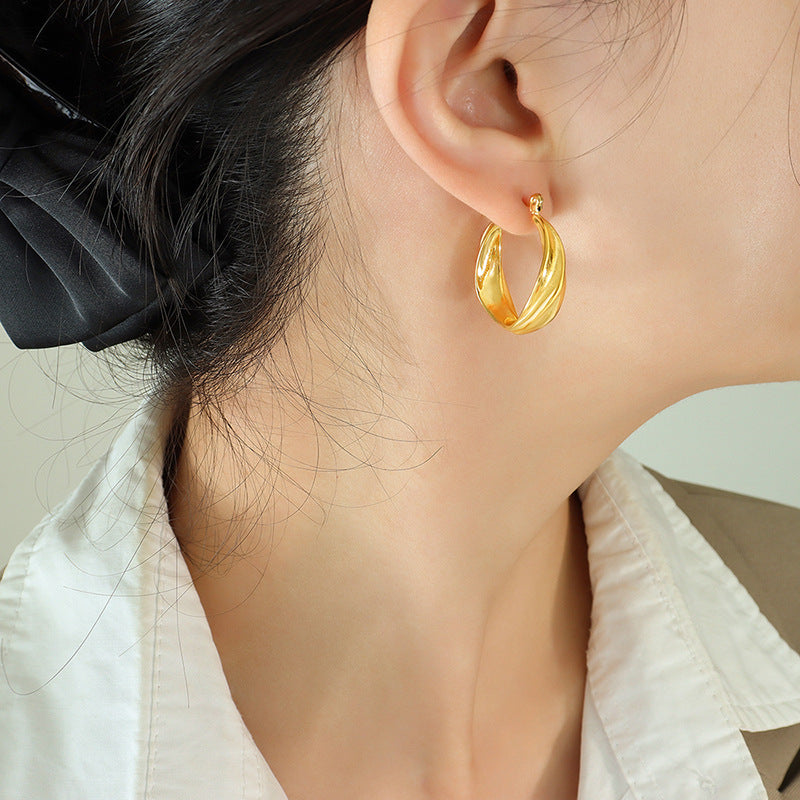 Twist Hoop 18K Gold PVD Stainless Steel Earrings