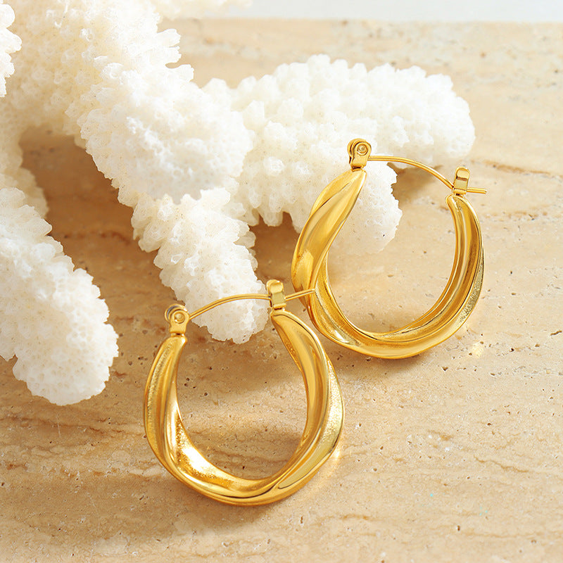 Twist Hoop 18K Gold PVD Stainless Steel Earrings