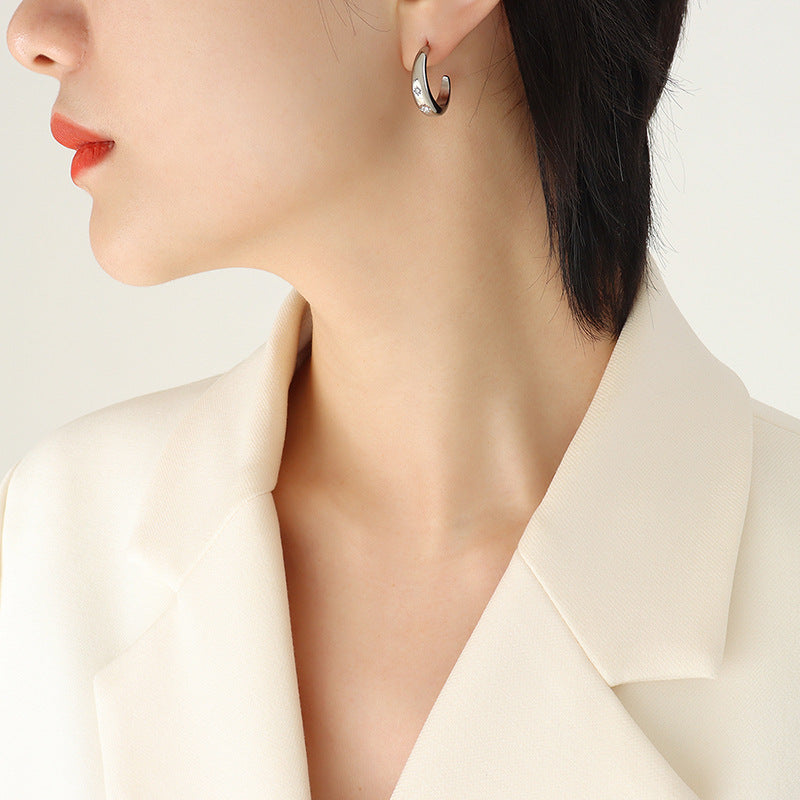 Stainless Steel Polished Cubic Zirconia Earrings