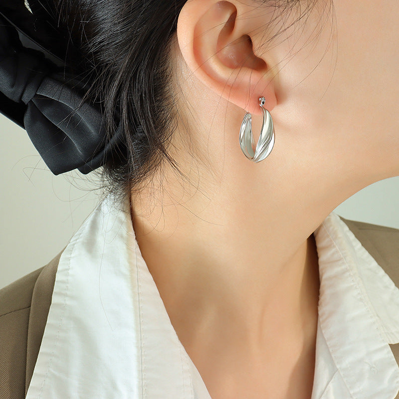 Twist Hoop 18K Gold PVD Stainless Steel Earrings