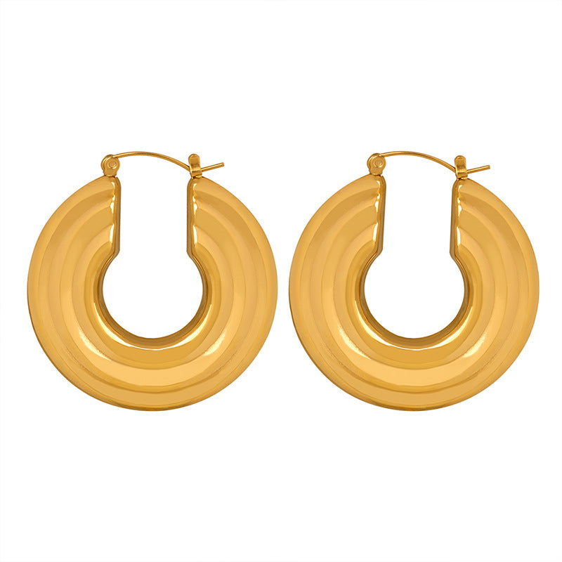 Stainless Steel Disc Hoop Earrings