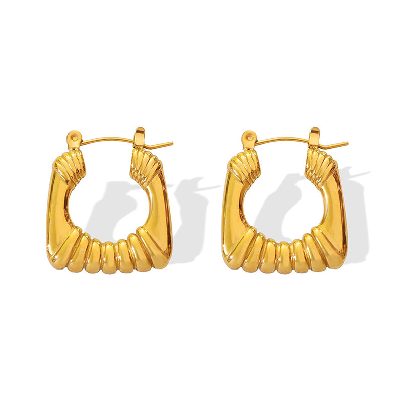 Distressed Stainless Steel Hoop Earrings
