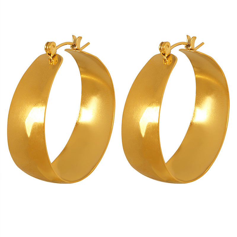 Stainless Steel Chunky Ring Hoop Earrings