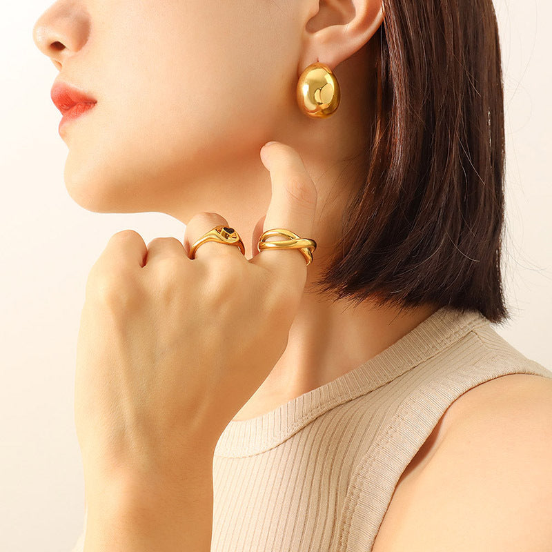 Stainless Steel Vintage Hollow Hoop Earrings
